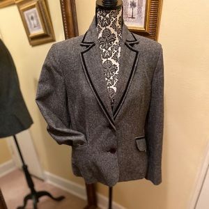 Rena Rowan Gray and Black Trim blazer with pockets